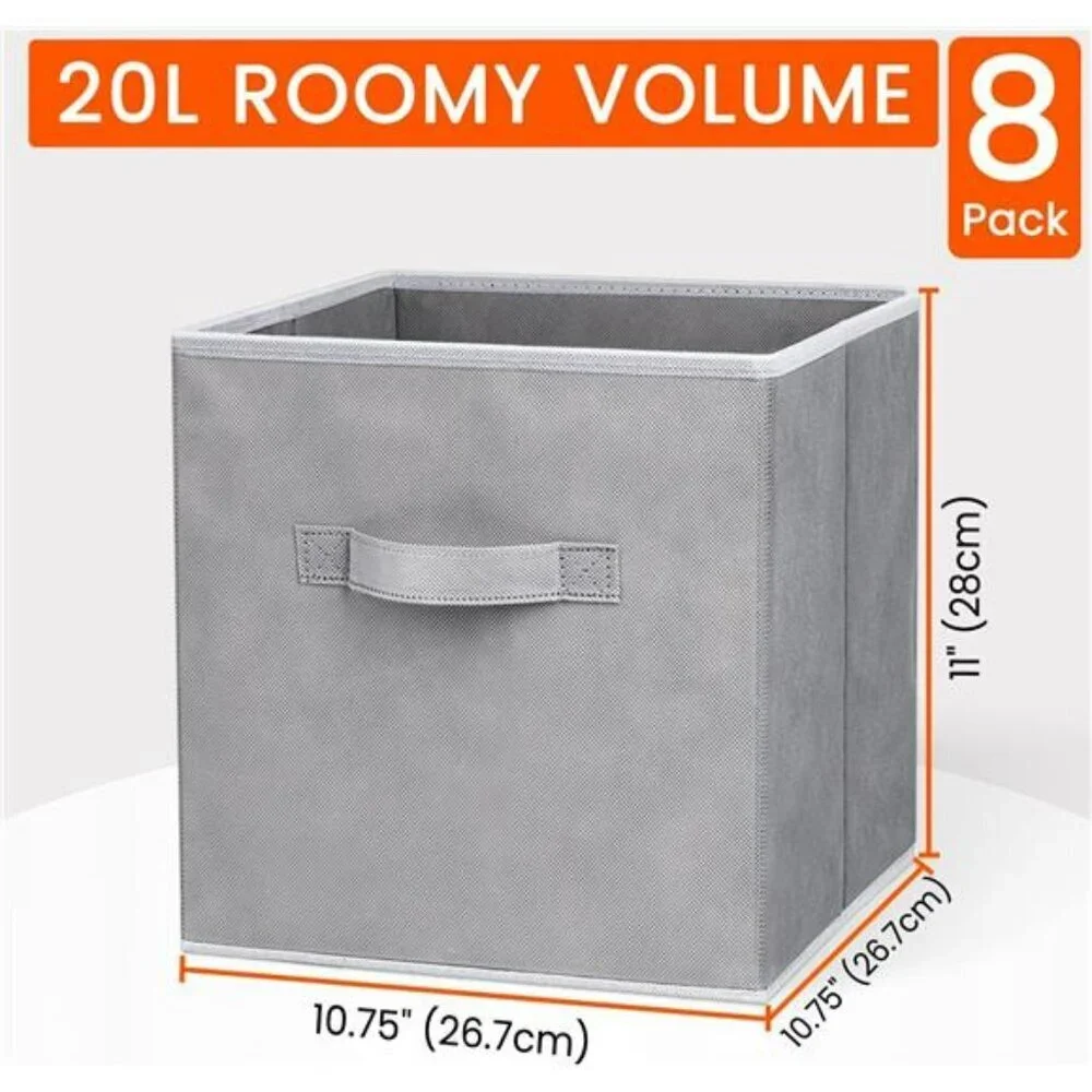8 Pack Fabric Storage Cubes 11 Inch Closet Organizer Bins with Handles